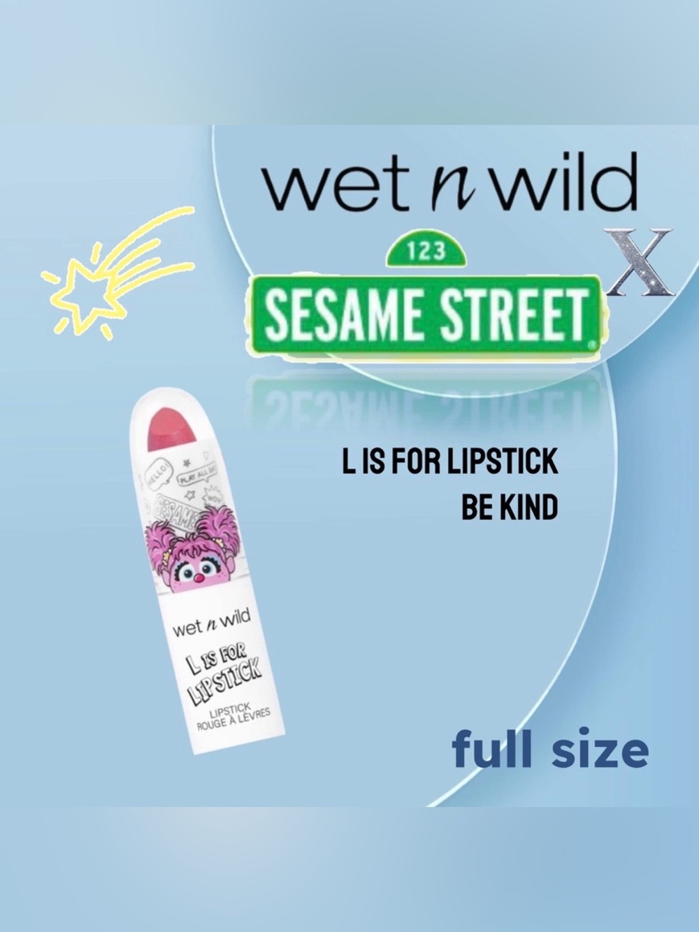 📦🆕NIB WET N WILD x SESAME STREET |FULL| L Is For Lipstick Be Kind Bold Pink